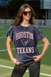 HOUSTON TEXANS VICTORY MODE FLUTTER SLEEVE TEE IN NAVY