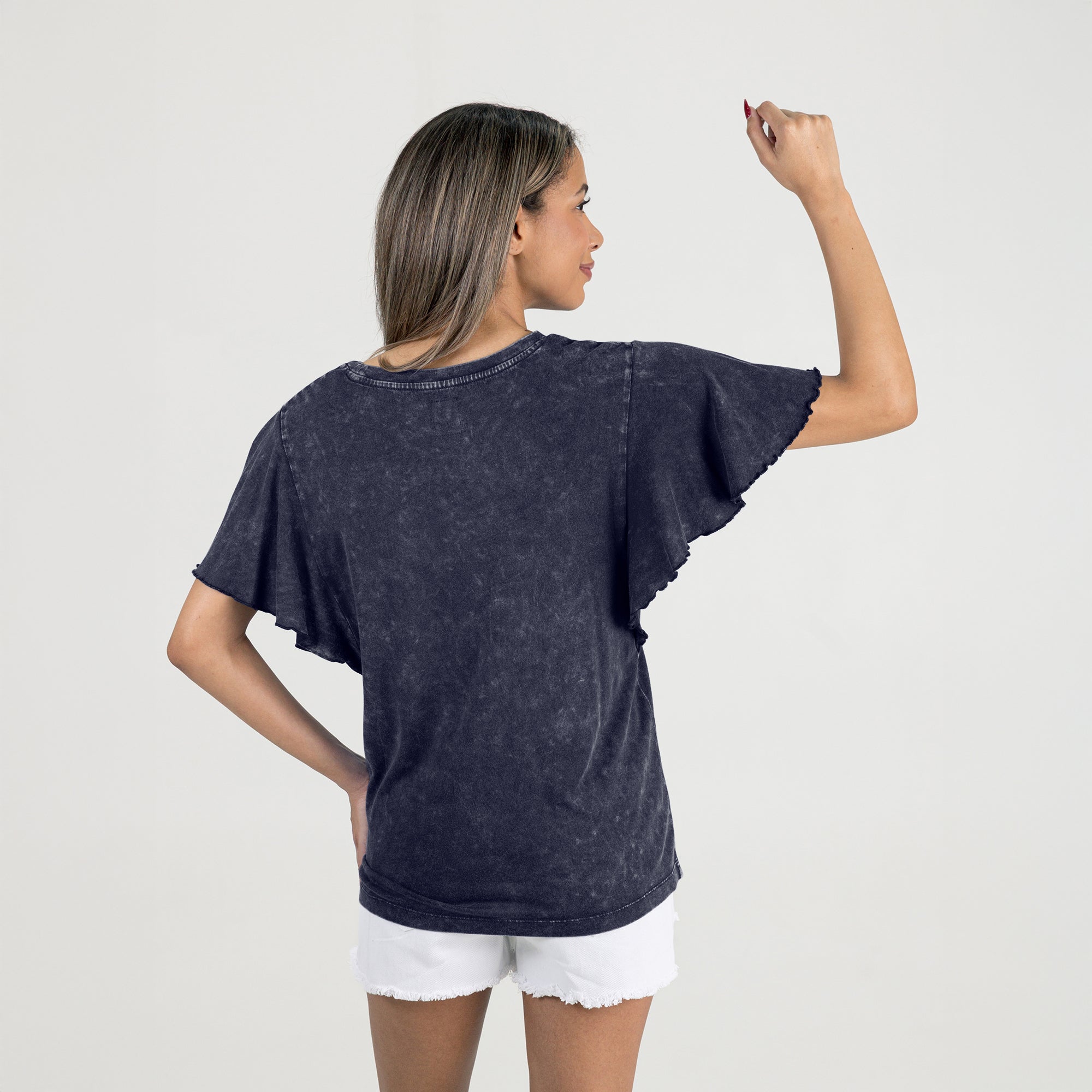 ILLINOIS FIGHTING ILLINI VICTORY MODE FLUTTER SLEEVE TEE IN NAVY