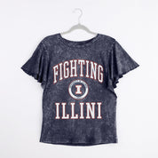 ILLINOIS FIGHTING ILLINI VICTORY MODE FLUTTER SLEEVE TEE IN NAVY