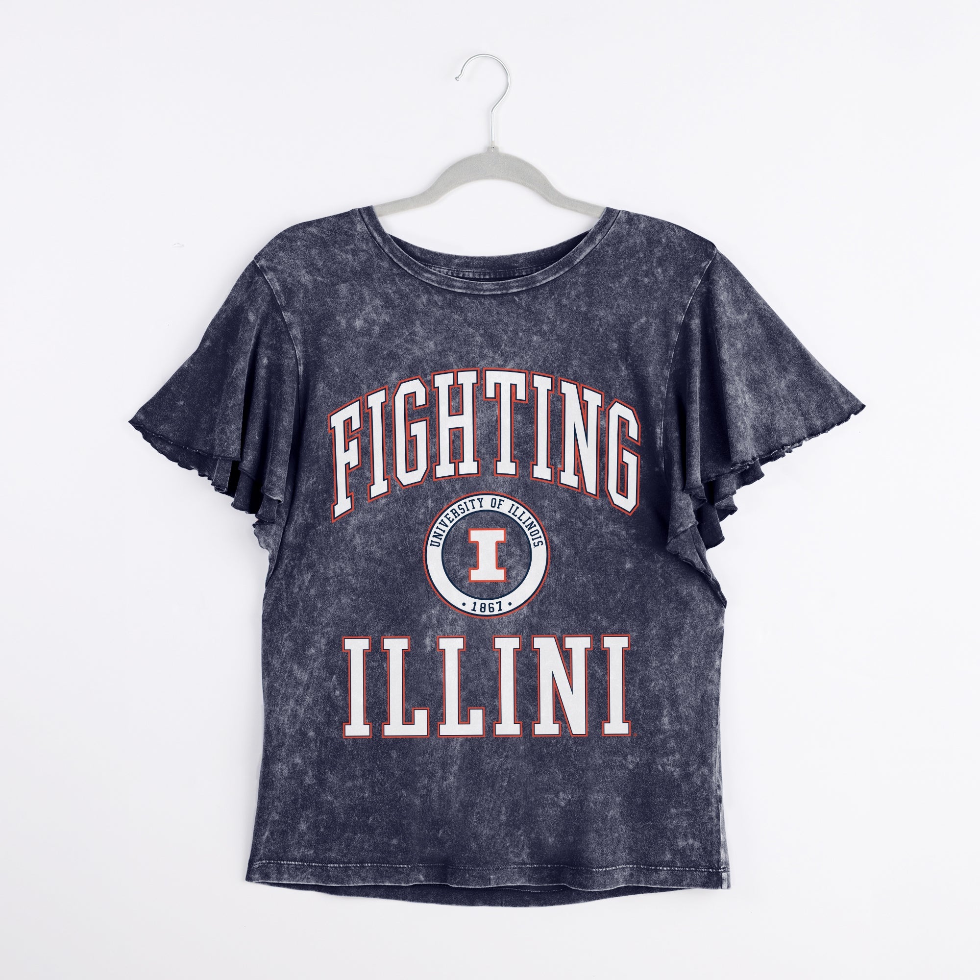 ILLINOIS FIGHTING ILLINI VICTORY MODE FLUTTER SLEEVE TEE IN NAVY
