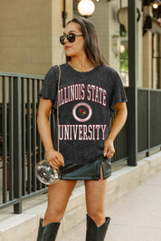 ILLINOIS STATE REDBIRDS VICTORY MODE FLUTTER SLEEVE TEE IN BLACK