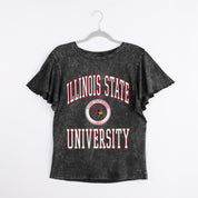 ILLINOIS STATE REDBIRDS VICTORY MODE FLUTTER SLEEVE TEE IN BLACK