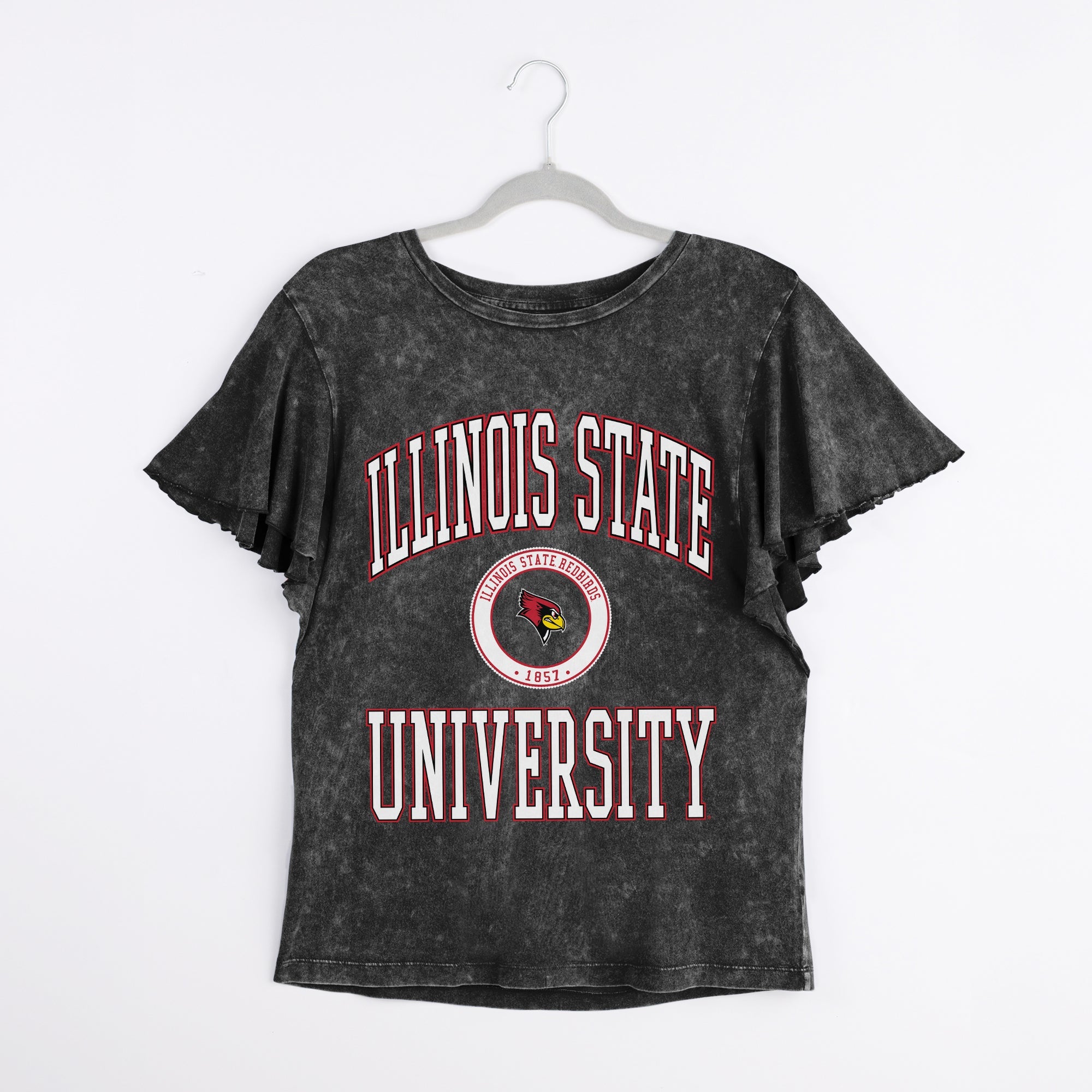 ILLINOIS STATE REDBIRDS VICTORY MODE FLUTTER SLEEVE TEE IN BLACK