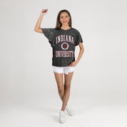 INDIANA HOOSIERS VICTORY MODE FLUTTER SLEEVE TEE IN BLACK