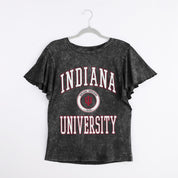 INDIANA HOOSIERS VICTORY MODE FLUTTER SLEEVE TEE IN BLACK