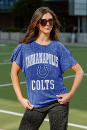 INDIANAPOLIS COLTS VICTORY MODE FLUTTER SLEEVE TEE IN ROYAL