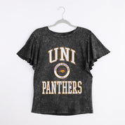 NORTHERN IOWA PANTHERS VICTORY MODE FLUTTER SLEEVE TEE IN BLACK