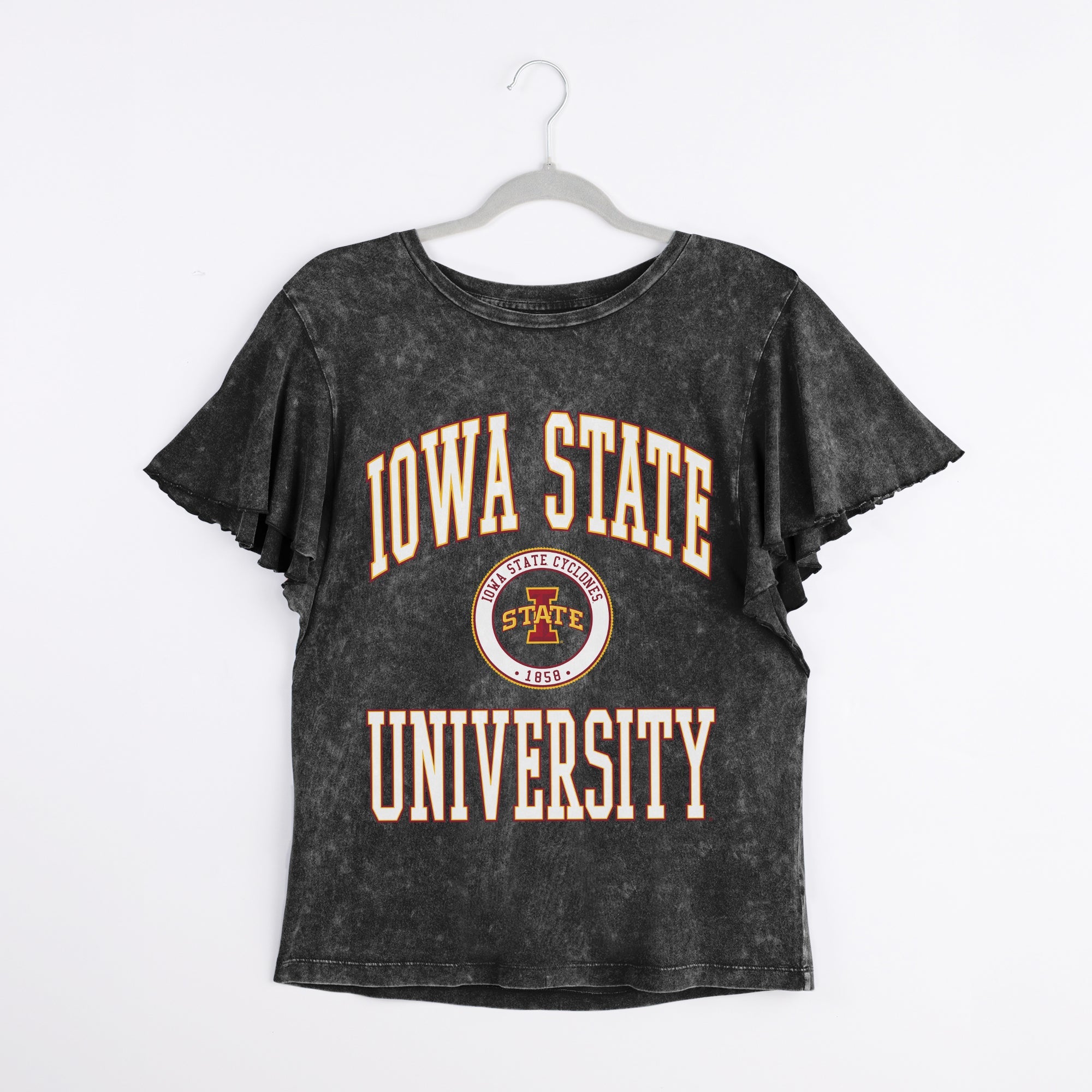 IOWA STATE CYCLONES VICTORY MODE FLUTTER SLEEVE TEE IN BLACK