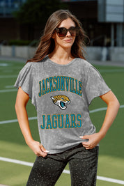 JACKSONVILLE JAGUARS VICTORY MODE FLUTTER SLEEVE TEE IN GREY