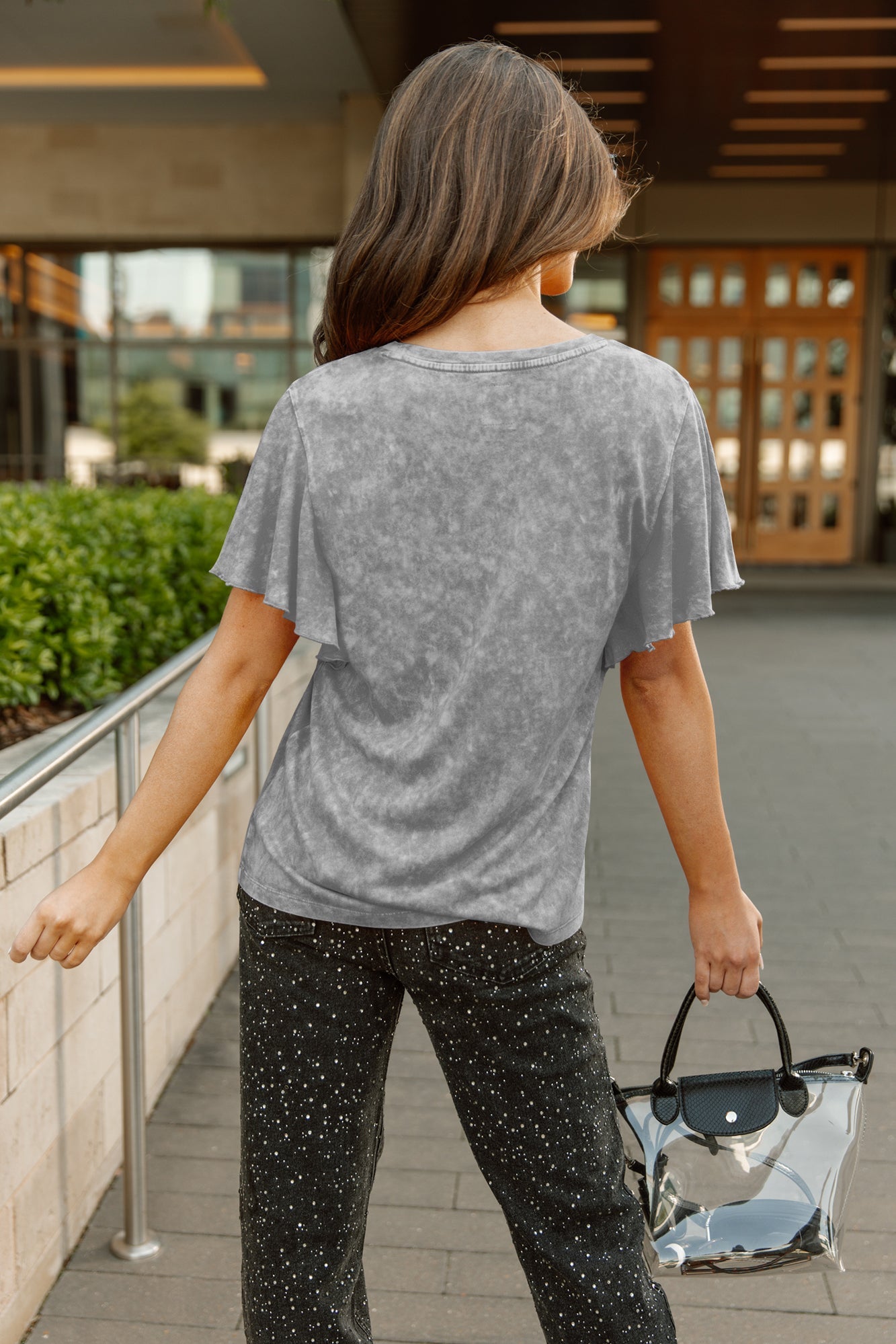 JACKSONVILLE JAGUARS VICTORY MODE FLUTTER SLEEVE TEE IN GREY