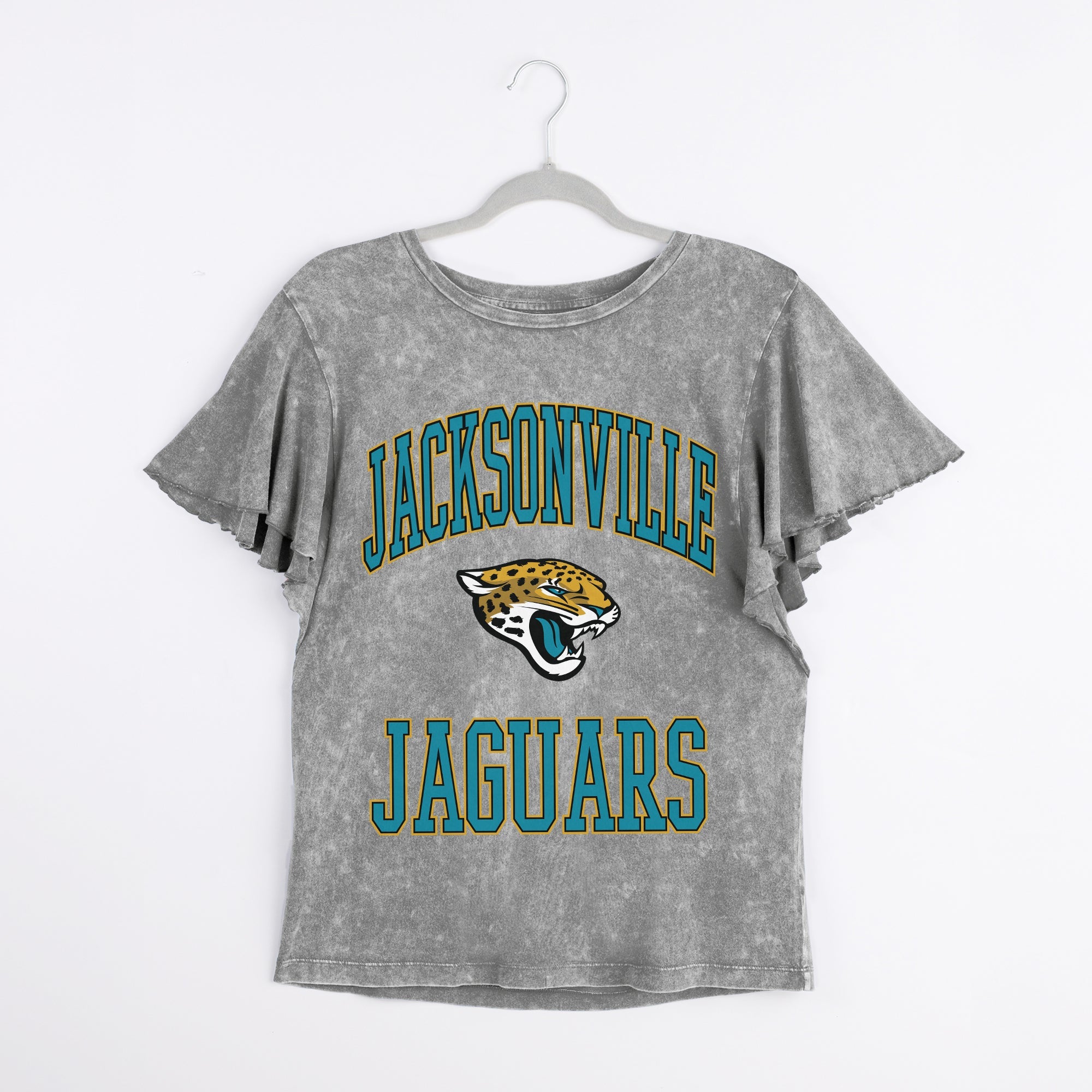 JACKSONVILLE JAGUARS VICTORY MODE FLUTTER SLEEVE TEE IN GREY