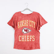 KANSAS CITY CHIEFS VICTORY MODE FLUTTER SLEEVE TEE IN RED
