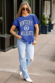 KENTUCKY WILDCATS VICTORY MODE FLUTTER SLEEVE TEE IN ROYAL