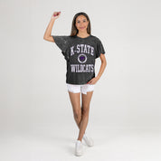 KANSAS STATE WILDCATS VICTORY MODE FLUTTER SLEEVE TEE IN BLACK