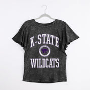 KANSAS STATE WILDCATS VICTORY MODE FLUTTER SLEEVE TEE IN BLACK