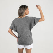 KANSAS STATE WILDCATS VICTORY MODE FLUTTER SLEEVE TEE IN GREY