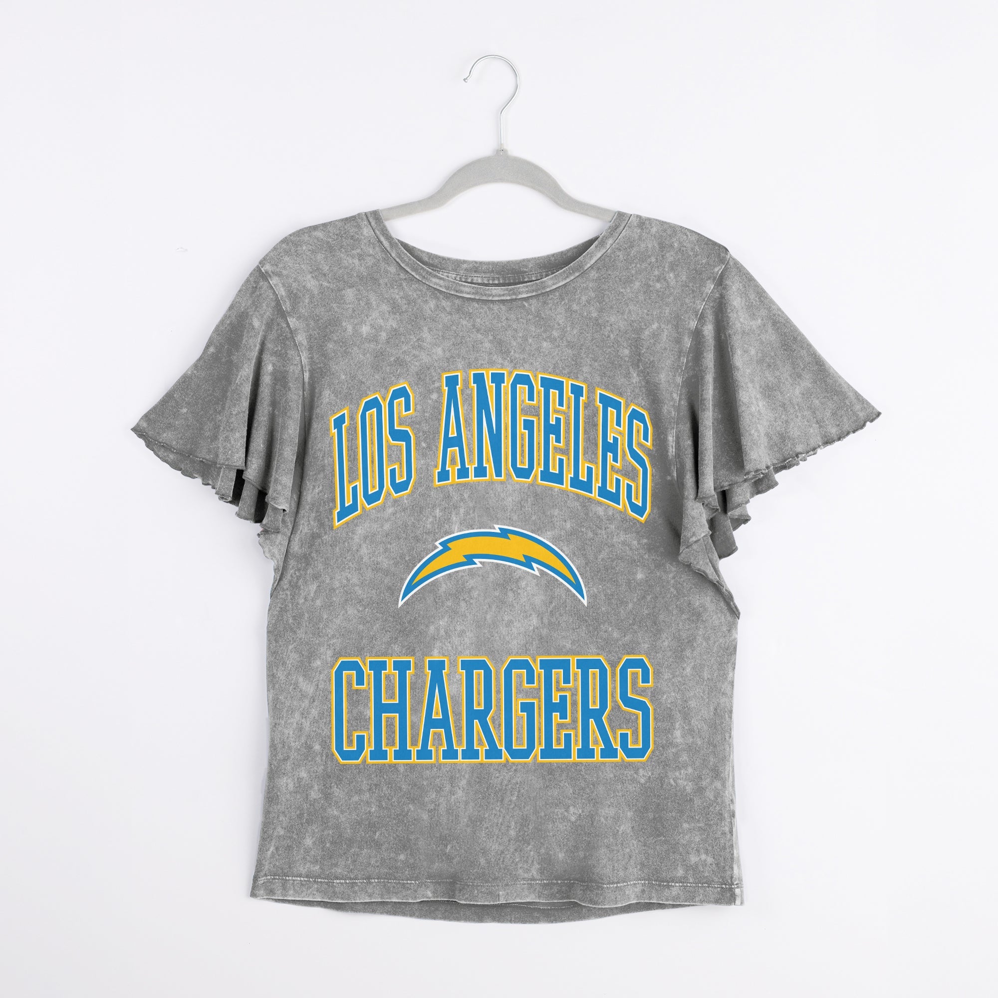 LOS ANGELES CHARGERS VICTORY MODE FLUTTER SLEEVE TEE IN GREY