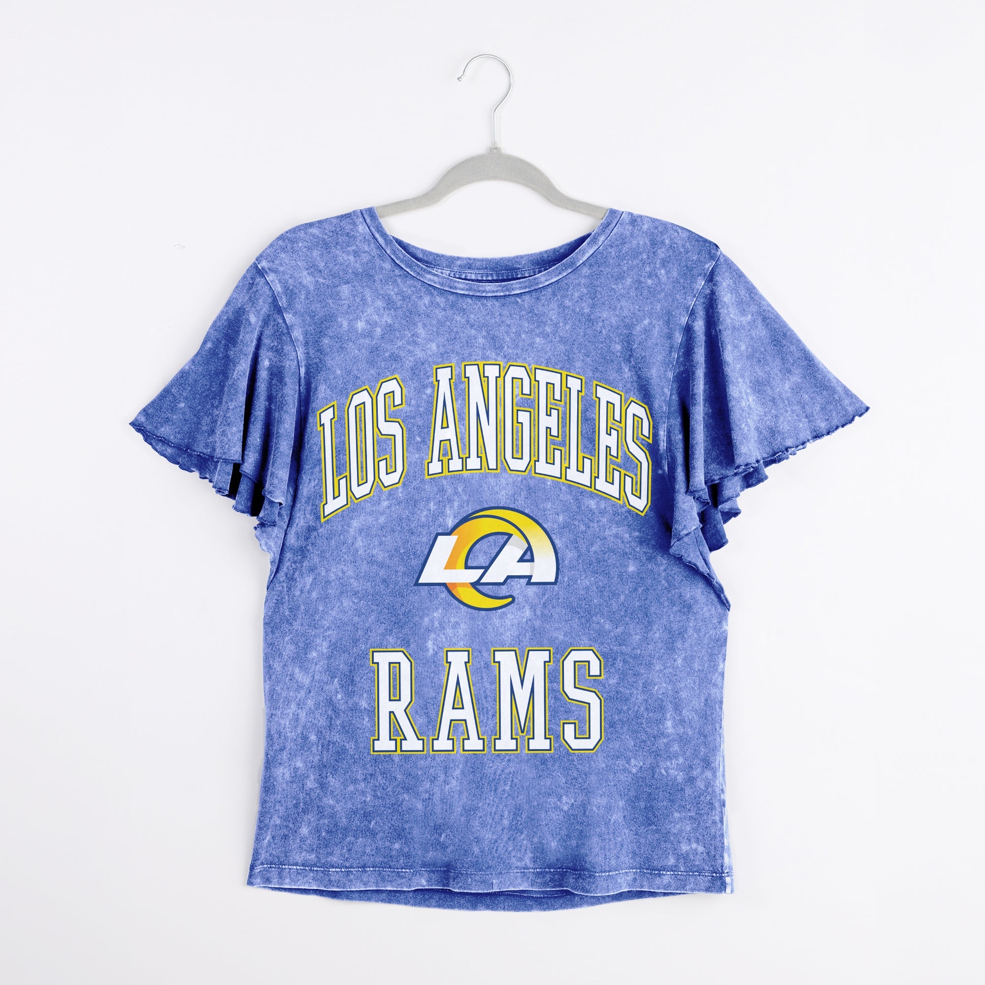 LOS ANGELES RAMS VICTORY MODE FLUTTER SLEEVE TEE IN ROYAL