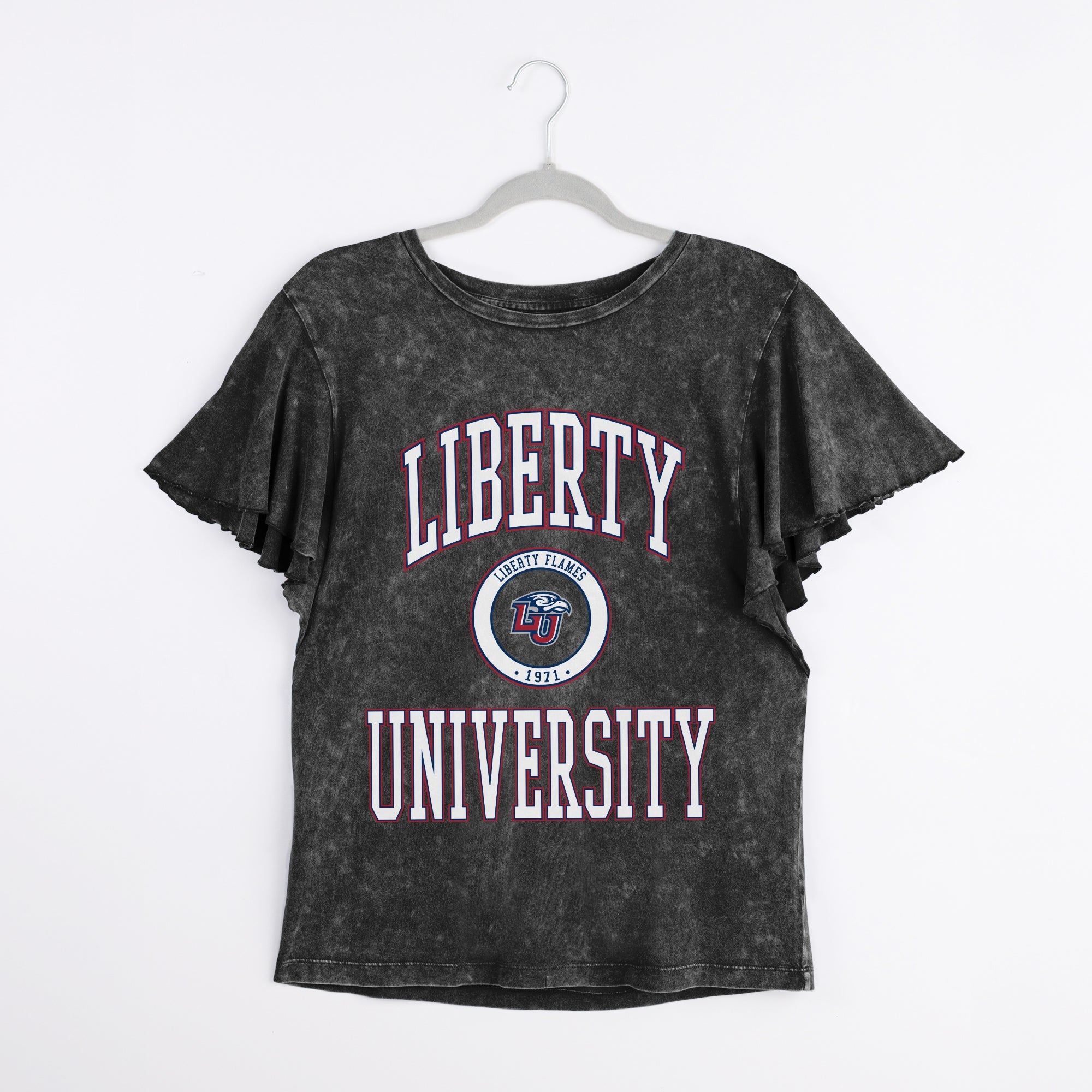 LIBERTY FLAMES VICTORY MODE FLUTTER SLEEVE TEE IN BLACK
