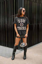 LSU TIGERS VICTORY MODE FLUTTER SLEEVE TEE IN BLACK