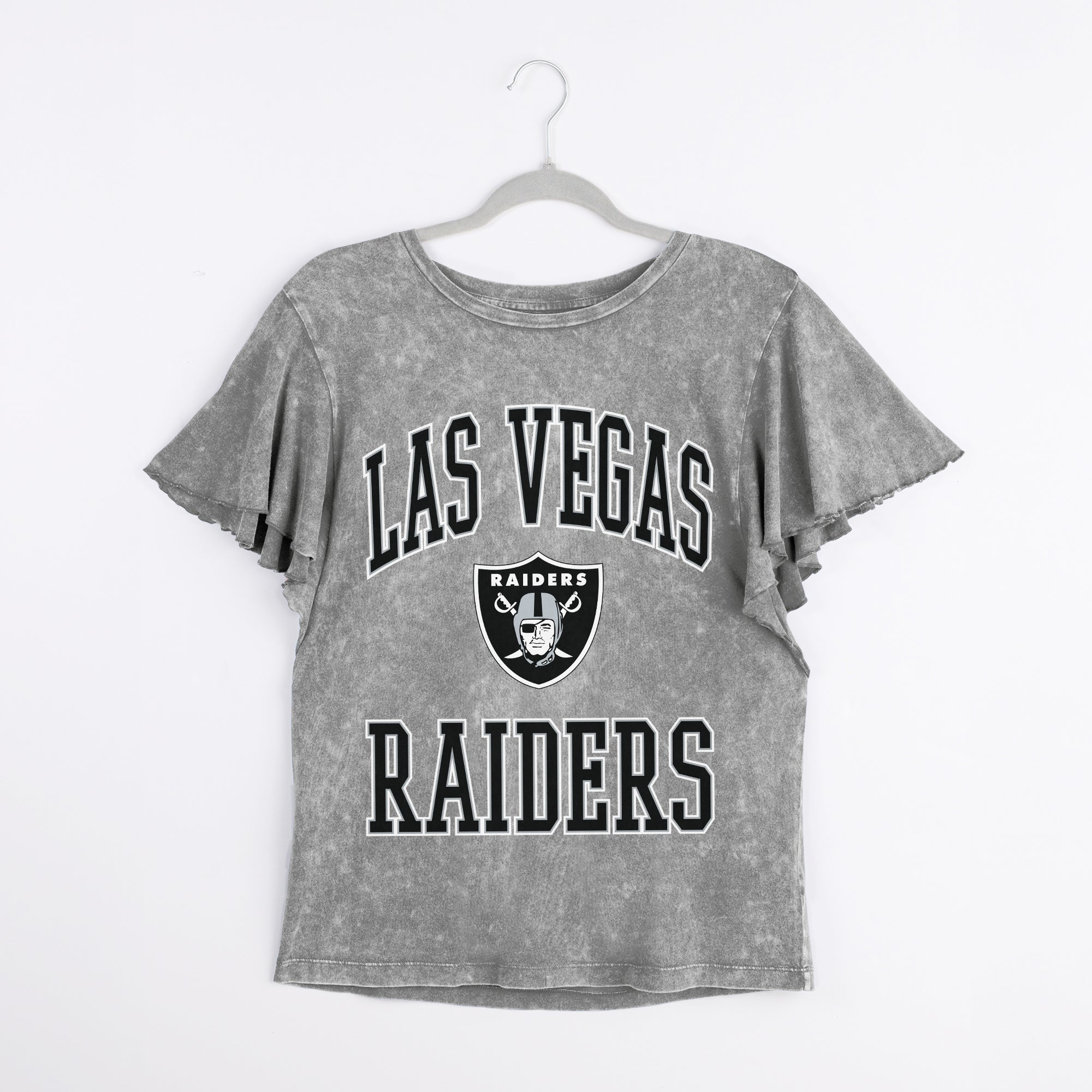 LAS VEGAS RAIDERS VICTORY MODE FLUTTER SLEEVE TEE IN GREY