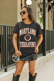 MARYLAND TERRAPINS VICTORY MODE FLUTTER SLEEVE TEE IN BLACK