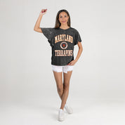 MARYLAND TERRAPINS VICTORY MODE FLUTTER SLEEVE TEE IN BLACK