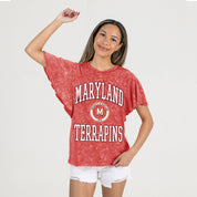MARYLAND TERRAPINS VICTORY MODE FLUTTER SLEEVE TEE IN RED