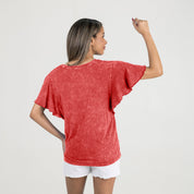 MARYLAND TERRAPINS VICTORY MODE FLUTTER SLEEVE TEE IN RED