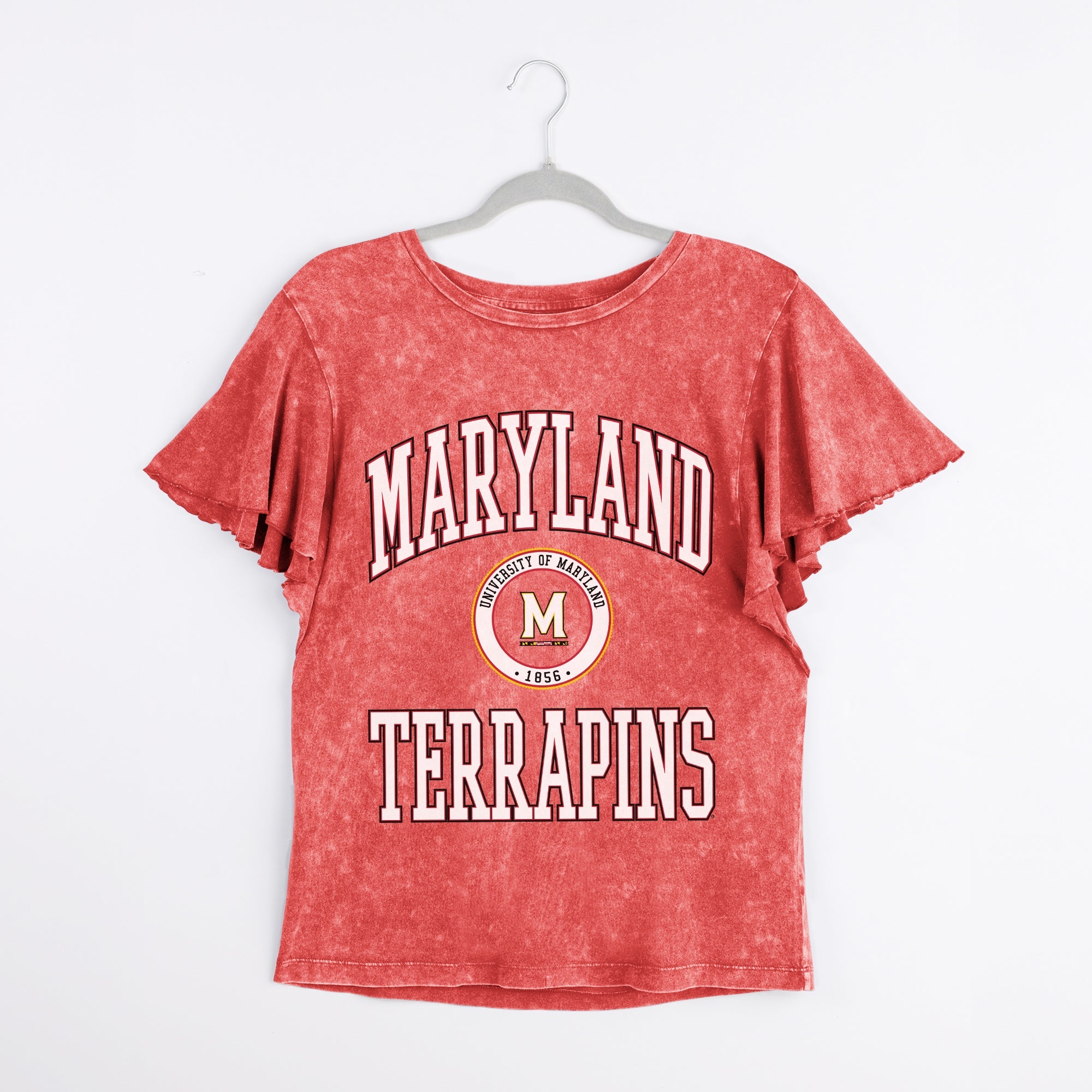 MARYLAND TERRAPINS VICTORY MODE FLUTTER SLEEVE TEE IN RED