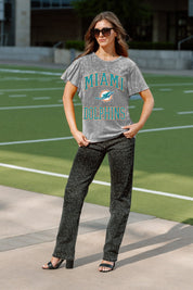 MIAMI DOLPHINS VICTORY MODE FLUTTER SLEEVE TEE IN GREY