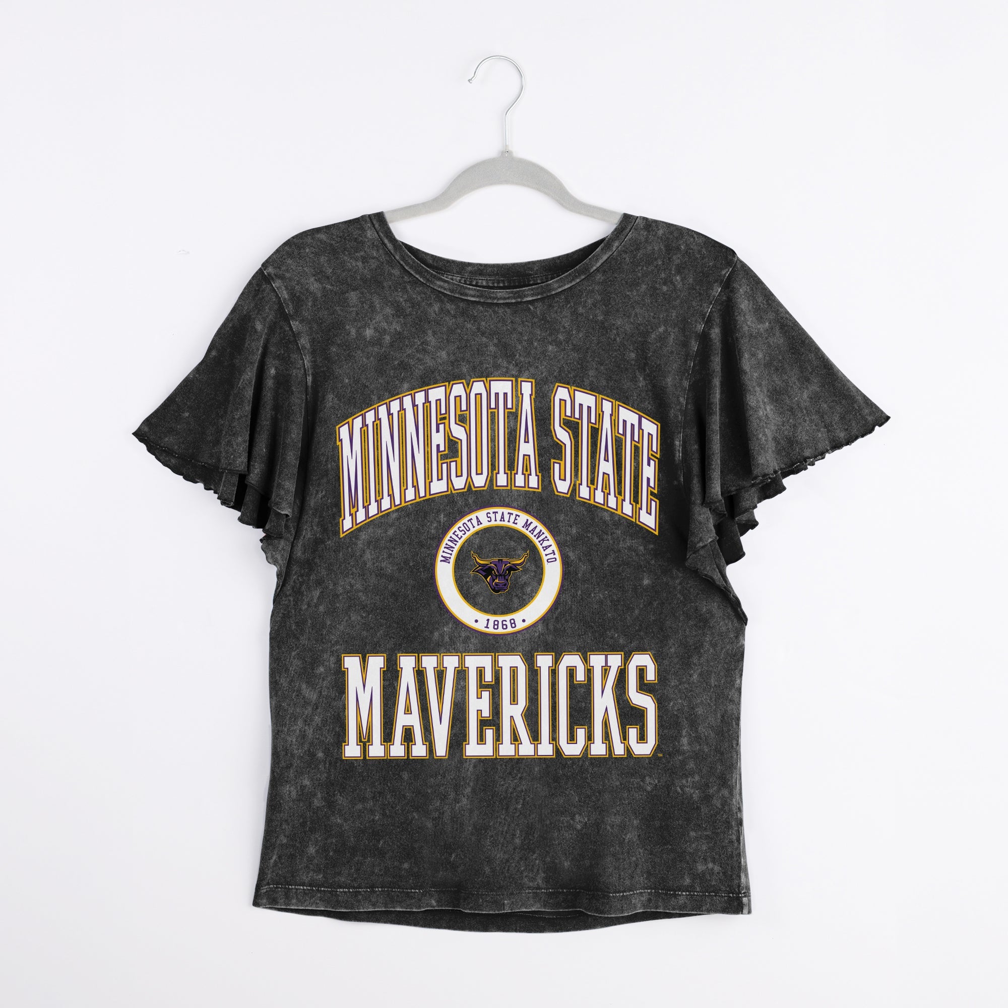 MINNESOTA STATE MANKATO MAVERICKS VICTORY MODE FLUTTER SLEEVE TEE IN BLACK