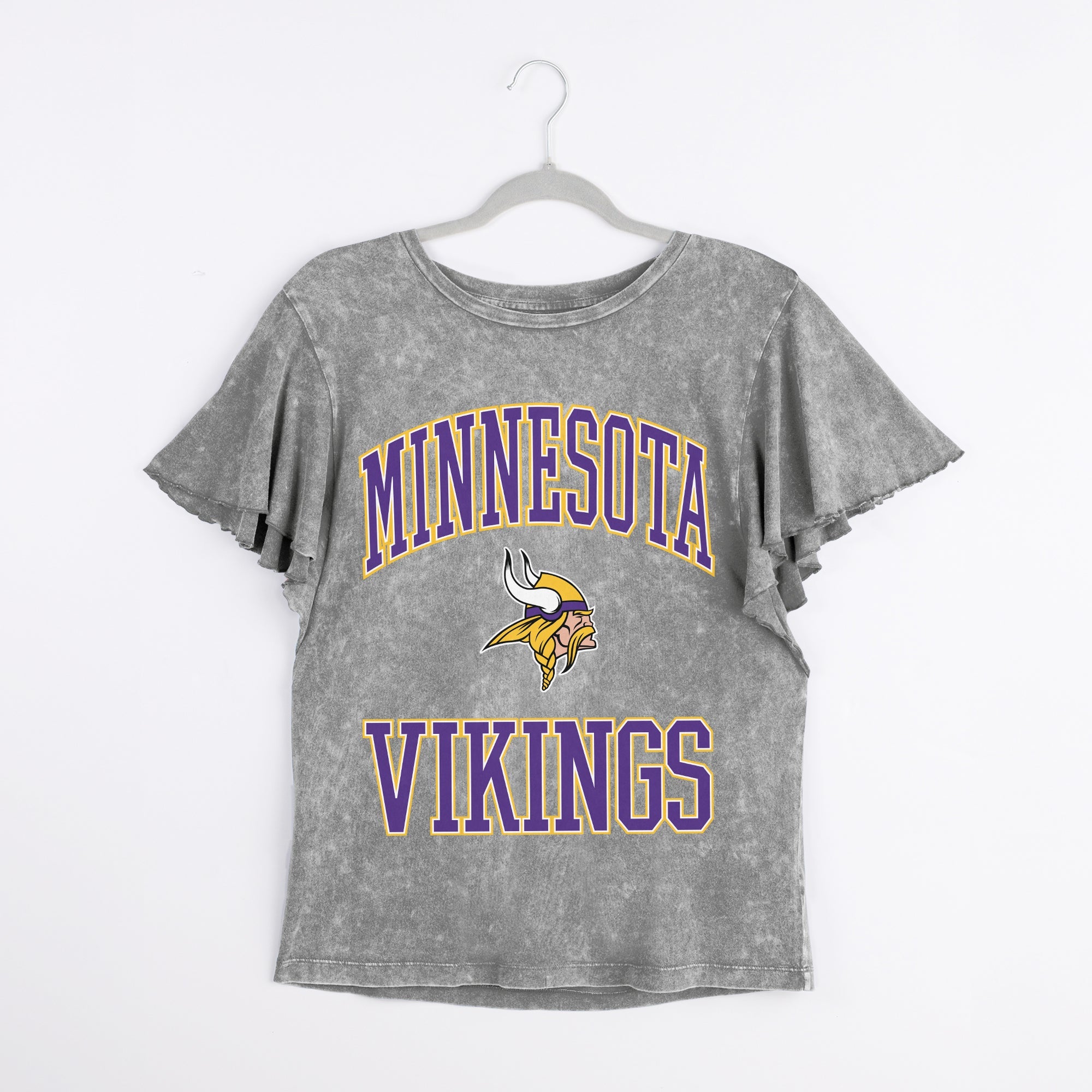 MINNESOTA VIKINGS VICTORY MODE FLUTTER SLEEVE TEE IN GREY