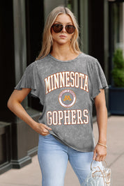 MINNESOTA GOLDEN GOPHERS VICTORY MODE FLUTTER SLEEVE TEE IN GREY