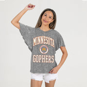 MINNESOTA GOLDEN GOPHERS VICTORY MODE FLUTTER SLEEVE TEE IN GREY
