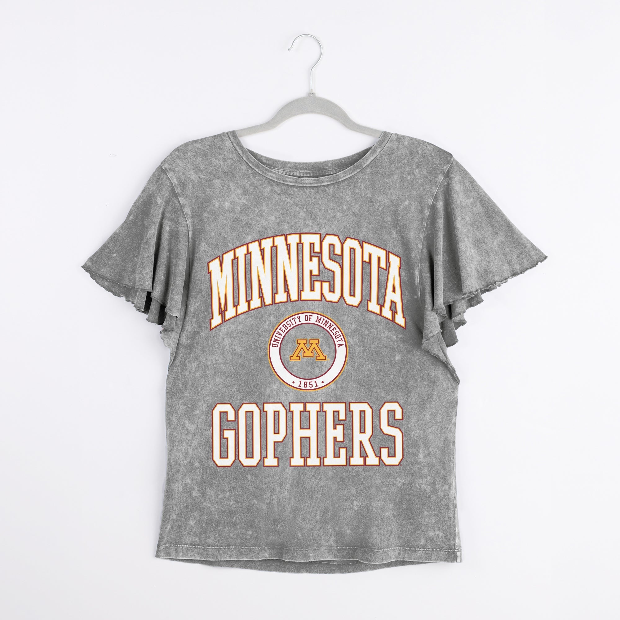 MINNESOTA GOLDEN GOPHERS VICTORY MODE FLUTTER SLEEVE TEE IN GREY