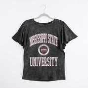 MISSISSIPPI STATE BULLDOGS VICTORY MODE FLUTTER SLEEVE TEE IN BLACK