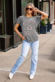 MISSISSIPPI STATE BULLDOGS VICTORY MODE FLUTTER SLEEVE TEE IN GREY