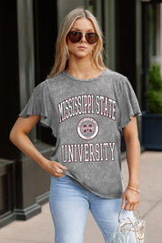 MISSISSIPPI STATE BULLDOGS VICTORY MODE FLUTTER SLEEVE TEE IN GREY