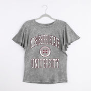 MISSISSIPPI STATE BULLDOGS VICTORY MODE FLUTTER SLEEVE TEE IN GREY