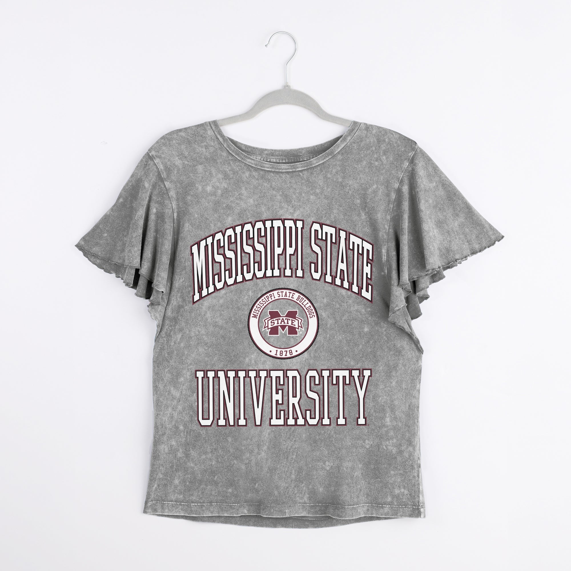 MISSISSIPPI STATE BULLDOGS VICTORY MODE FLUTTER SLEEVE TEE IN GREY