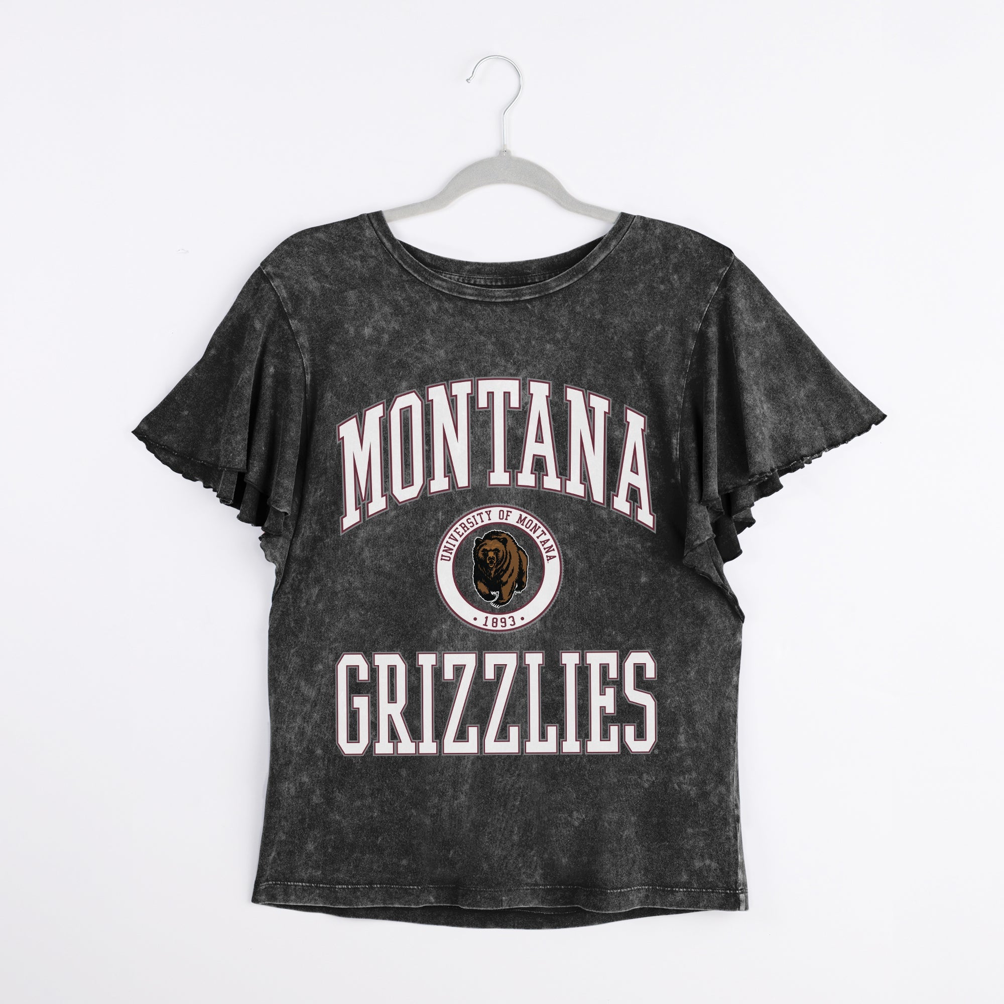 MONTANA GRIZZLIES VICTORY MODE FLUTTER SLEEVE TEE IN BLACK