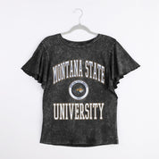 MONTANA STATE BOBCATS VICTORY MODE FLUTTER SLEEVE TEE IN BLACK