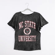 NORTH CAROLINA STATE WOLFPACK VICTORY MODE FLUTTER SLEEVE TEE IN BLACK