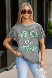 NORTH DAKOTA FIGHTING HAWKS VICTORY MODE FLUTTER SLEEVE TEE IN GREY