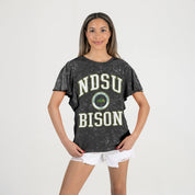 NORTH DAKOTA STATE BISON VICTORY MODE FLUTTER SLEEVE TEE IN BLACK