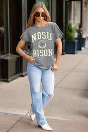 NORTH DAKOTA STATE BISON VICTORY MODE FLUTTER SLEEVE TEE IN GREY