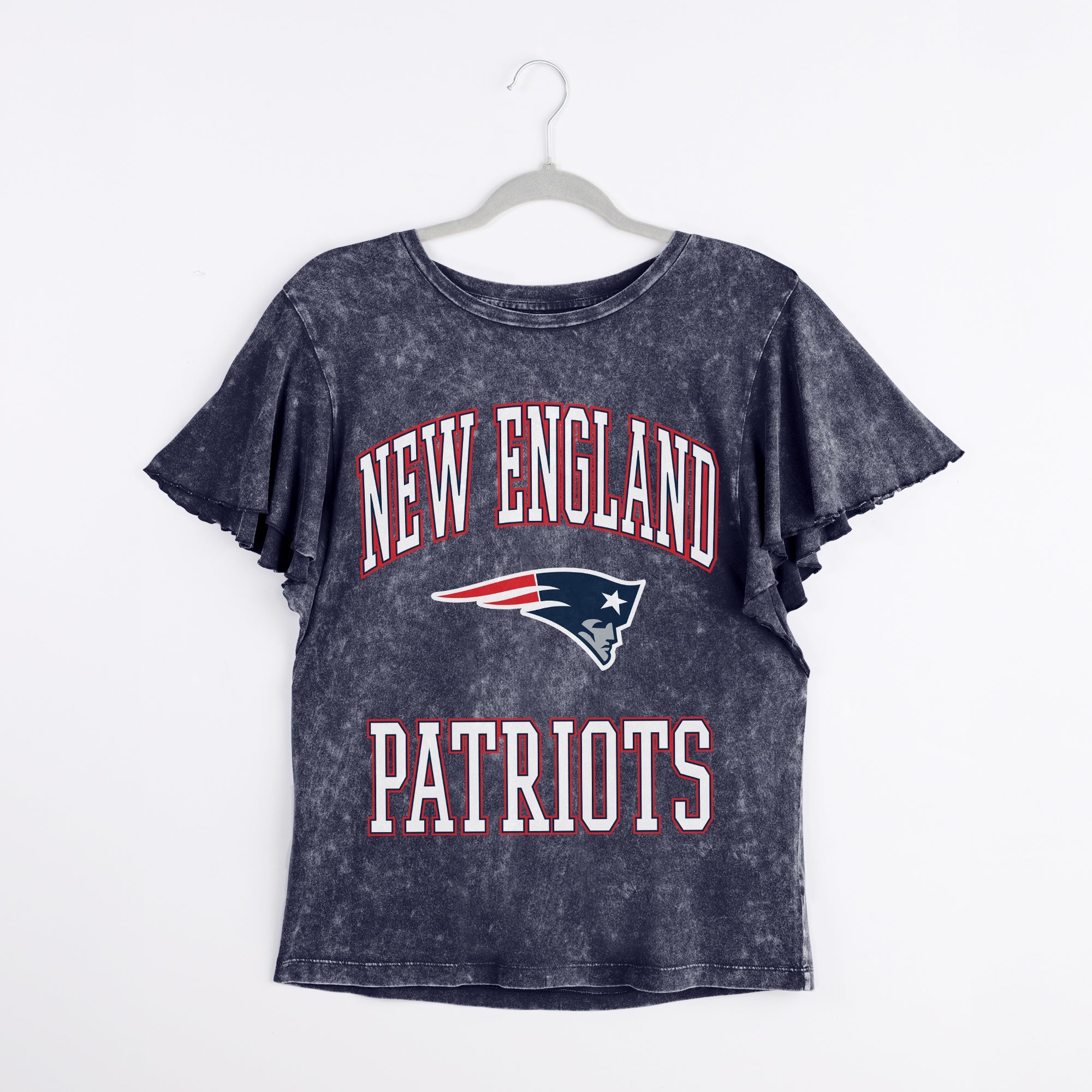 NEW ENGLAND PATRIOTS VICTORY MODE FLUTTER SLEEVE TEE IN NAVY