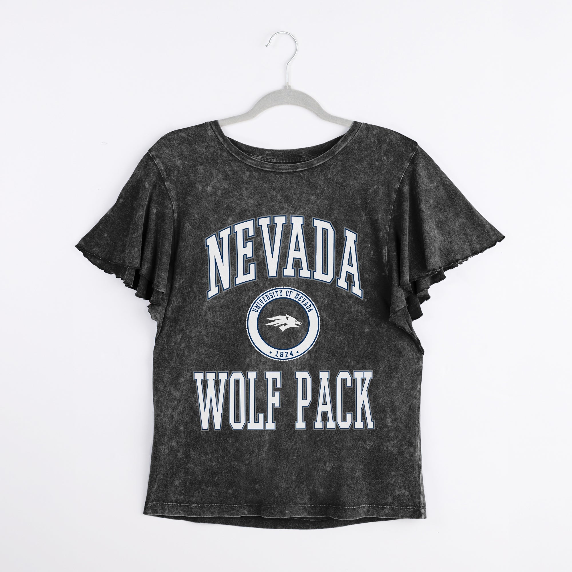 NEVADA WOLF PACK VICTORY MODE FLUTTER SLEEVE TEE IN BLACK