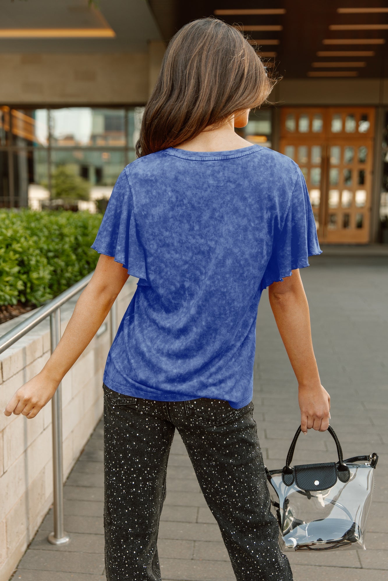 NEW YORK GIANTS VICTORY MODE FLUTTER SLEEVE TEE IN ROYAL